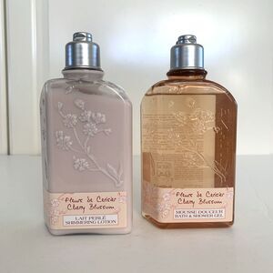 L'Occitane Cherry Blossom Bath & Shower Gel Shimmering Lotion Set 8.4 oz Ea